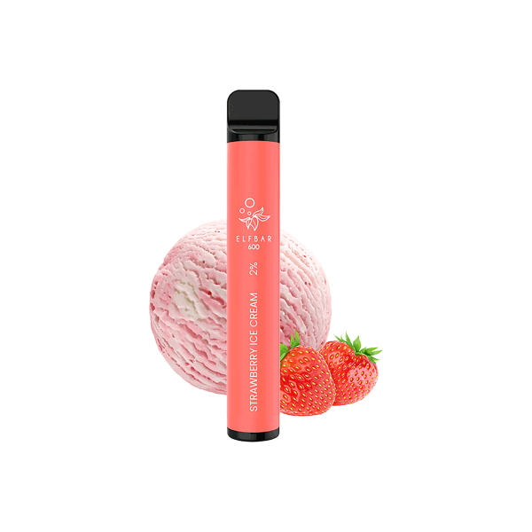 Elf Bar 600 - Strawberry Ice Cream - E-Zigarette - Vape Stick - 20 mg