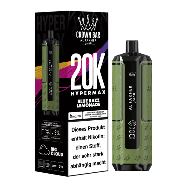 Al Fakher - Crown Bar - Hypermax - 20k - Blue Razz Lemonade