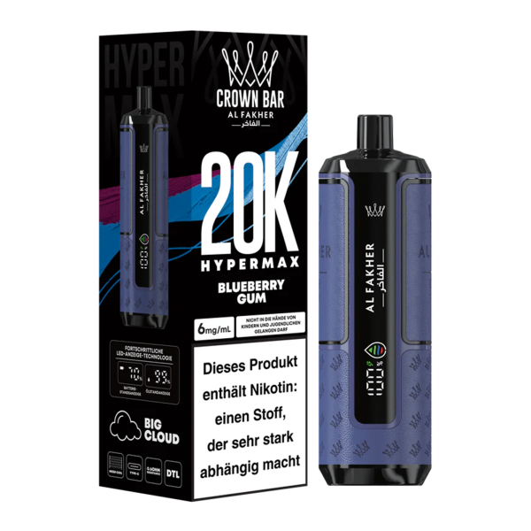Al Fakher - Crown Bar - Hypermax - 20k - Blueberry Gum